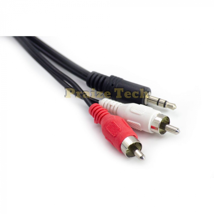 Cablu Audio 2x RCA – Jack 3.5 Stereo, 2.5 M Lungime - pentru Sistem HIFI, Semnal Audio HD [2]