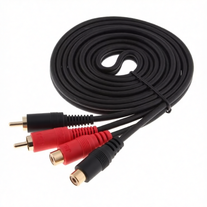 Cablu Audio 2xRCA Tata-Mama, 10m Lungime - Tip Male-Female pentru Sistem HIFI, Amplificatoare, Semnal Audio HD [2]