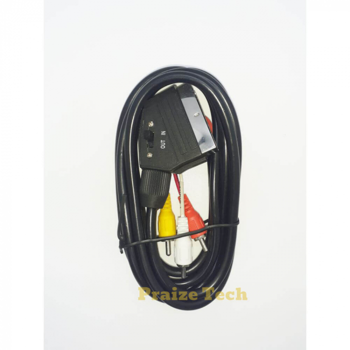 Cablu SCART 3xRCA Comutator IN-OUT, Model Negru, 2m Lungime - Cablu Scart Bidirectional pentru TV [2]