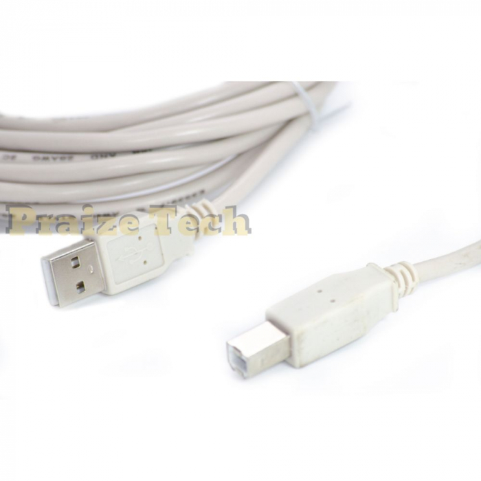Cablu USB A Tata - USB B Tata, Gri, Cablu Imprimanta, 2.5 M Lungime - Ideal pentru Scanner, HDD extern, Hub USB [5]