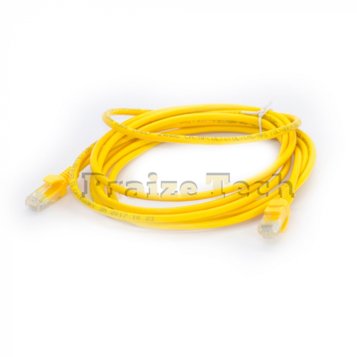 Cablu UTP Retea, Galben, Ethernet Cat 5e - Cablu Patch de Internet cu Mufa, Conector RJ45 [1]