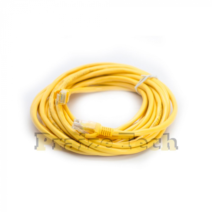 Cablu UTP Retea, Galben, Ethernet Cat 5e - Cablu Patch de Internet cu Mufa, Conector RJ45 [1]