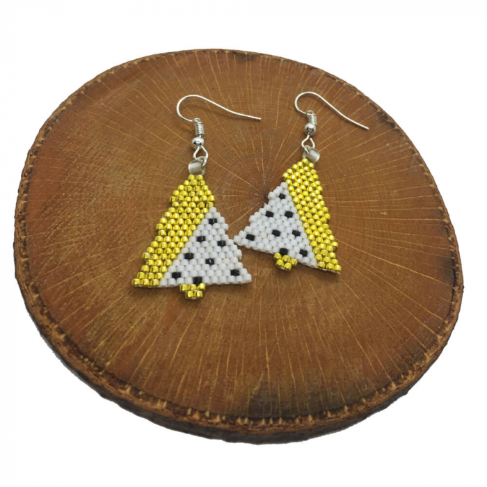 Cercei Handmade, Model Craciun Auriu - Accesoriu de Craciun Confectionat de Mana [1]