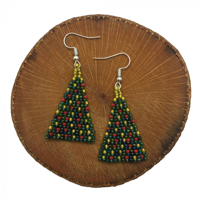 Cercei Handmade, Model Pom de Craciun 2 - Accesoriu de Craciun Confectionat de Mana [1]
