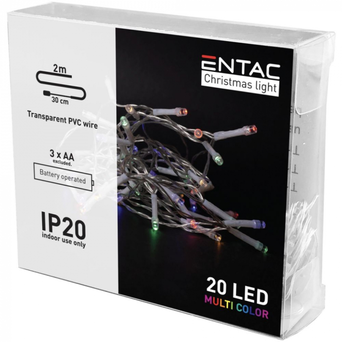 Instalatie Brad de Craciun, 20 LED Multicolor, Lungime 2m - Cablu de Instalatii cu Beculete pentru Sarbatori de Iarna [1]