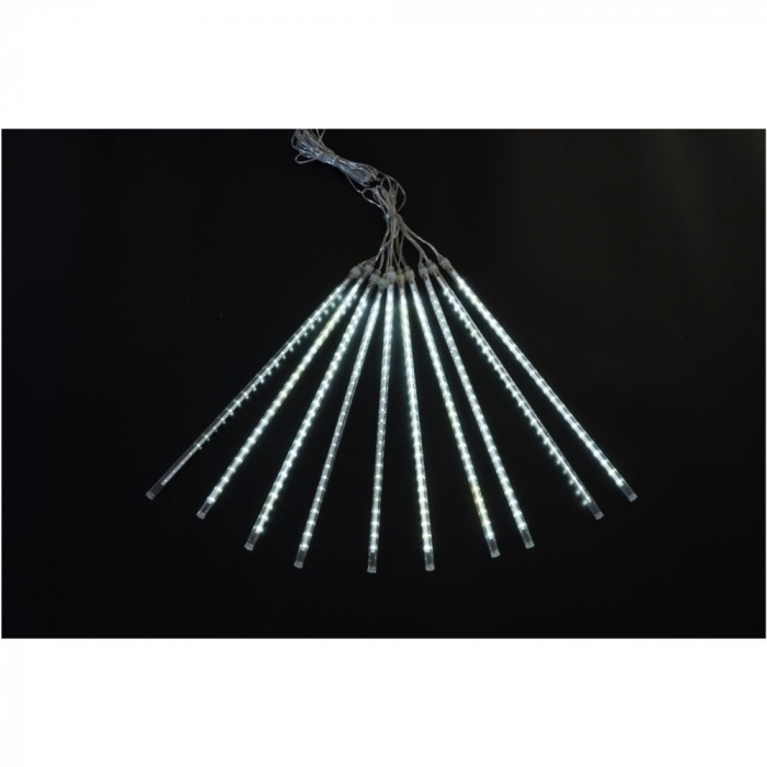 Instalatie Craciun Tip Ploaie, 10 Tuburi, 240 LED Alb-Rece, Lungime 3mx30cm - Decoratiune pentru Sarbatori de Iarna [2]