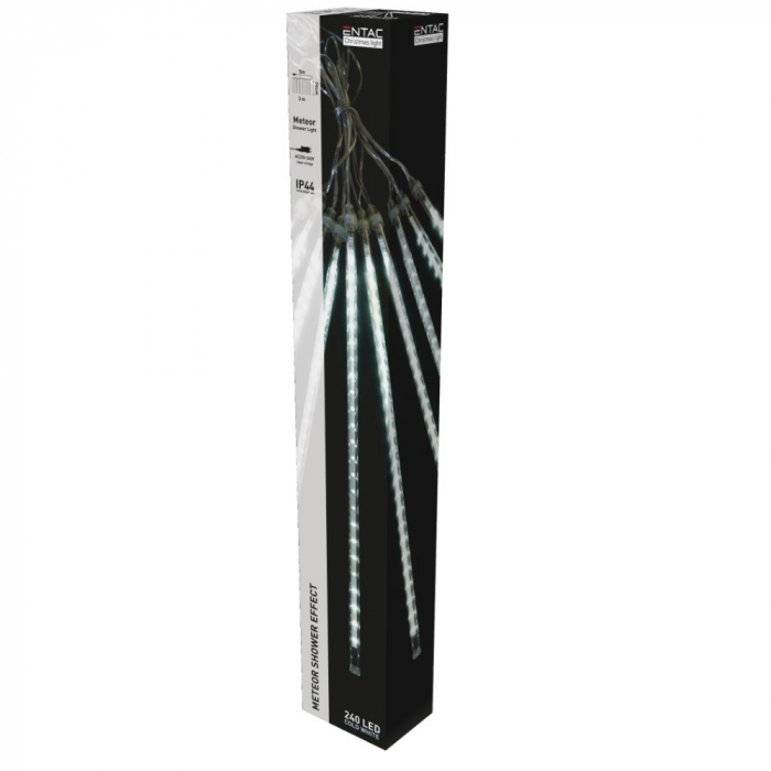 Instalatie Craciun Tip Ploaie, 10 Tuburi, 240 LED Alb-Rece, Lungime 3mx30cm - Decoratiune pentru Sarbatori de Iarna [1]