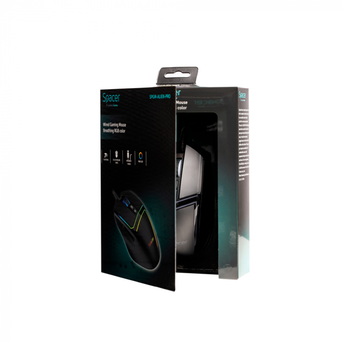 Mouse Gaming Spacer, RGB, 12000 DPI, SPGM Alien Pro - LED RGB, 10 Moduri [5]