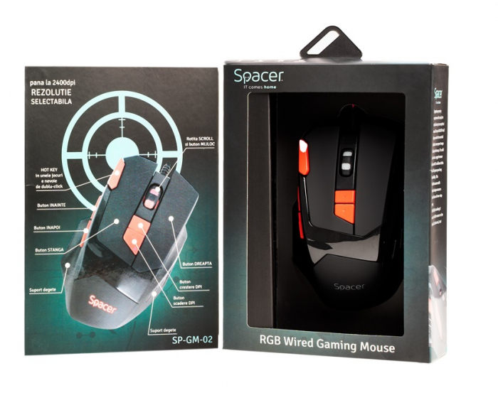 Mouse Gaming Spacer, RGB, 2400 DPI, SP GM-02 [6]