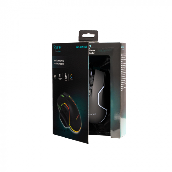 Mouse Gaming Spacer, RGB, 12000 DPI, SPGM Alien Race - LED RGB, 8 Moduri [5]
