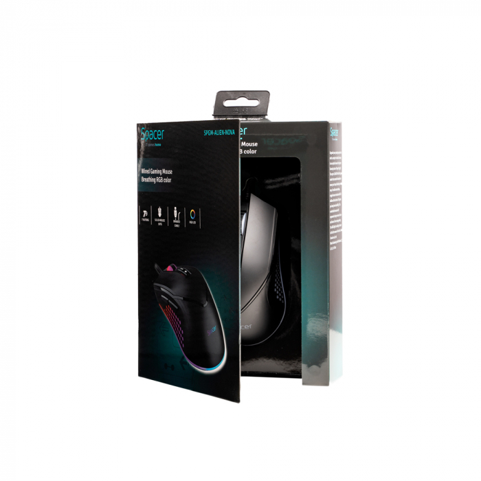 Mouse Gaming Spacer, RGB, 12000 DPI, SPGM Alien Nova - LED RGB, 10 Moduri [5]
