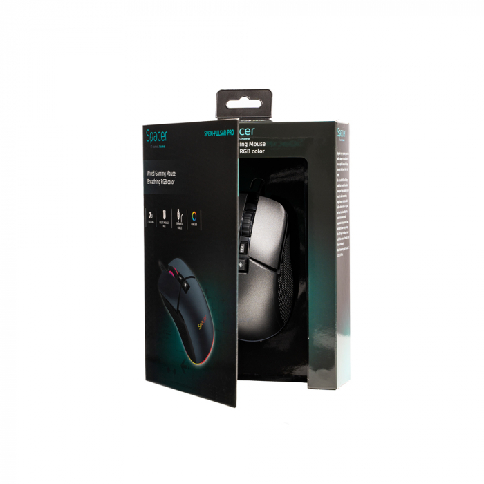 Mouse Gaming Spacer, RGB, 8000 DPI, SPGM Pulsar Pro - LED RGB, 6 Moduri [5]