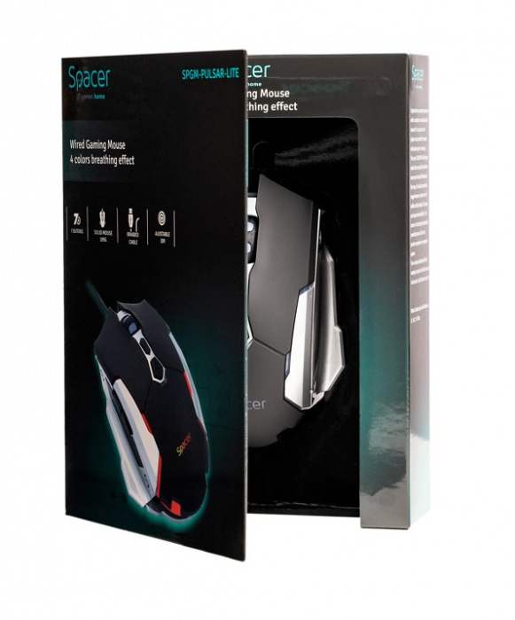 Mouse Gaming Spacer, RGB, 3200 DPI, SPGM Pulsar Lite - LED RGB [6]
