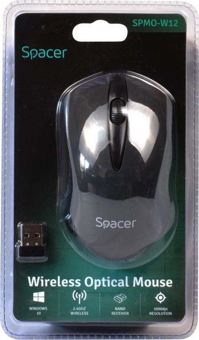 Mouse Wireless Spacer, Negru, 1000 DPI, SPMO-W12 - Ideal pentru Birou sau Acasa [6]