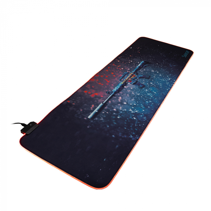 Mousepad Spacer Gaming, RGB-PICT, 900x300mm, Cauciuc si Textil – Iluminare RGB [2]