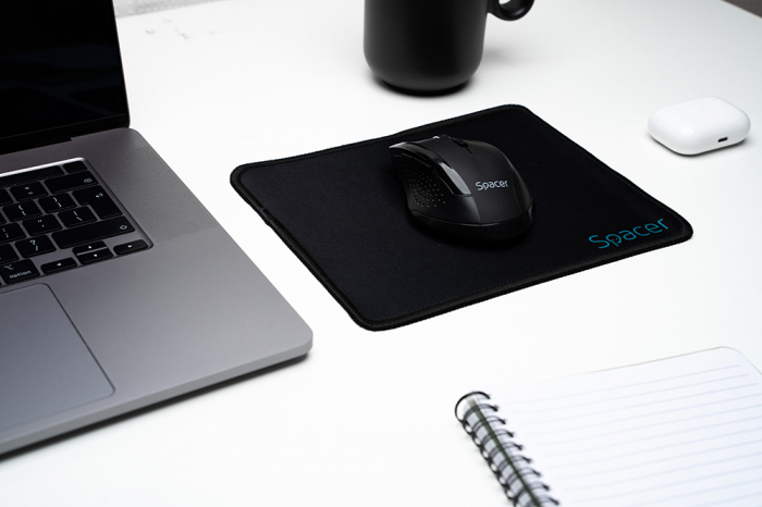 Mousepad Spacer, Negru, 220x180mm, Cauciuc - Ideal pentru Birou sau Acasa [3]