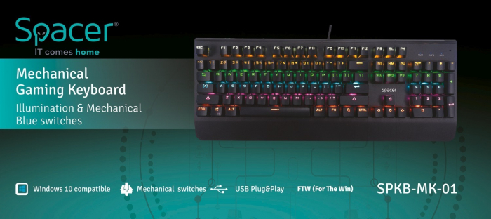 Tastatura Mecanica Spacer USB, RGB, 104 Taste, MK01 [6]