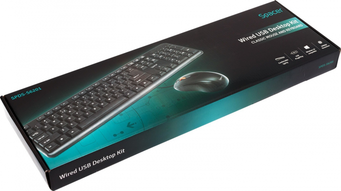 KIT Tastatura si Mouse USB Spacer, Negru, SPDS-S6201 - Ideal pentru Birou sau Acasa [6]