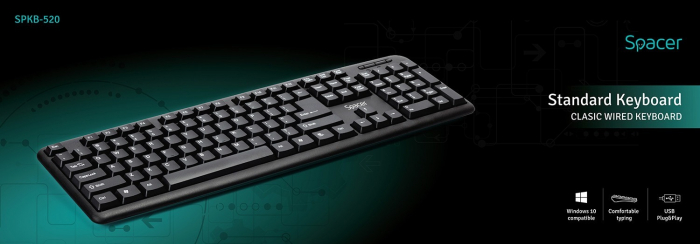 Tastatura USB Spacer, Negru, 104 Taste, SPKB-520 - Ideal pentru Birou sau Acasa [5]