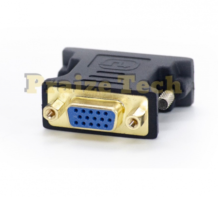 Adaptor DVI-I 24+5 PIN Tata - VGA HD15 Mama, Model Negru - pentru Monitor, Proiector, Sisteme Video DVI-I  [2]