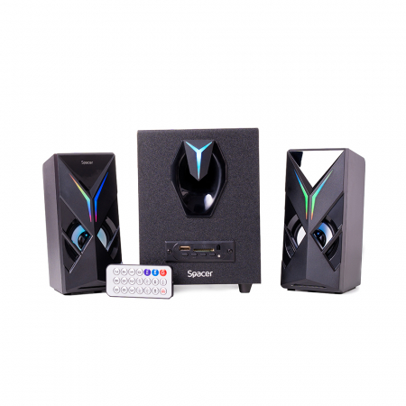 Boxe 2.1 Spacer, BT- Hurricane, 14W(2X3W+8W), USB – Bluetooth si Jack [1]