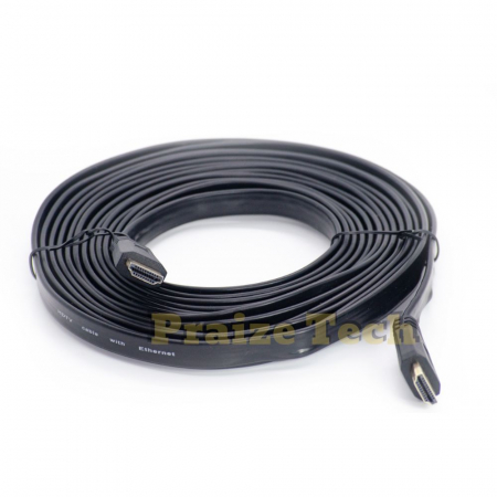 Cabluri Video - Cablu HDMI 1.4 Plat, 19 Pini cu Ethernet, Lungime 5m - Cablu Video pentru TV HD, Monitoare sau Console