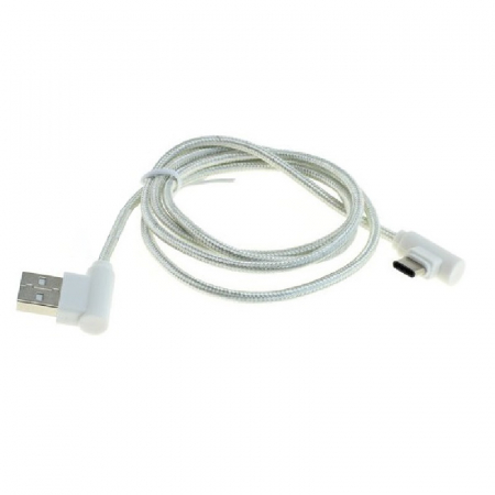 Cablu Date - Cablu USB A - USB Tip C, Model Alb, 1 M Lungime - Cablu de Date Textil, Incarcator Mufe Tip C