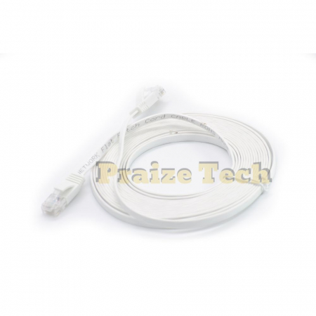 Cat6 UTP - Cablu UTP Retea, 5m Lungime, Alb, Format Plat Flexibil Cat6