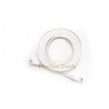 Cat6 UTP - Cablu UTP Retea, 3m Lungime, Alb, Format Plat Flexibil Cat6