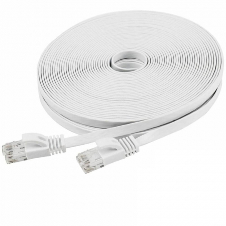 Cat6 UTP - Cablu UTP Retea, 20m Lungime, Alb, Format Plat Flexibil Cat6