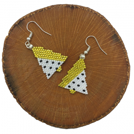 Cercei Handmade, Model Craciun Auriu - Accesoriu de Craciun Confectionat de Mana [1]