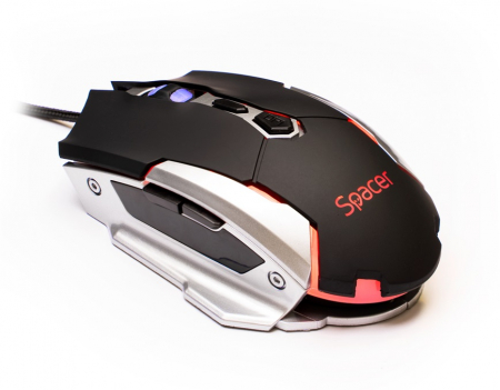 Gaming - Mouse Gaming Spacer, RGB, 3200 DPI, SPGM Pulsar Lite - LED RGB