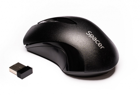 Mouse - Mouse Wireless Spacer, Negru, 1000 DPI, SPMO-W12 - Ideal pentru Birou sau Acasa