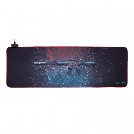 Mousepad - Mousepad Spacer Gaming, RGB-PICT, 900x300mm, Cauciuc si Textil – Iluminare RGB