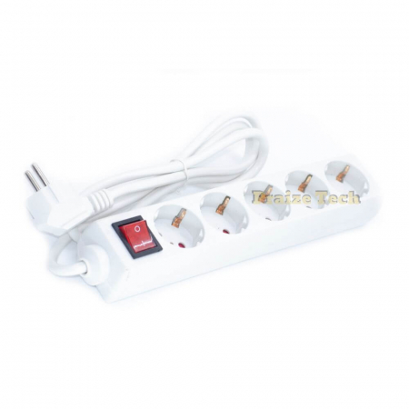 Unelte si Testere - Prelungitor 5 Prize cu Intrerupator, Model Alb, Lungime 1.5m - Cablu Prelungire 3x1.5mm²
