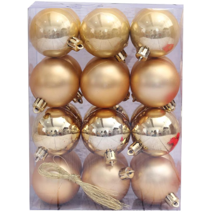 Decoratiuni - Set Globuri Brad 5cm Craciun Auriu 24 Buc/Cutie