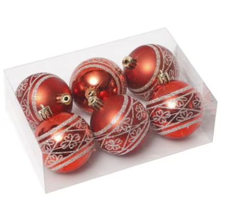Decoratiuni - Set Globuri Brad 6cm Craciun Rosu 6 Buc/Cutie