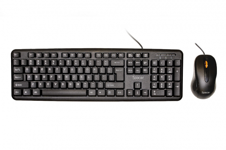 KIT Tastatura si Mouse - KIT Tastatura si Mouse USB Spacer, Negru, SPDS-S6201 - Ideal pentru Birou sau Acasa