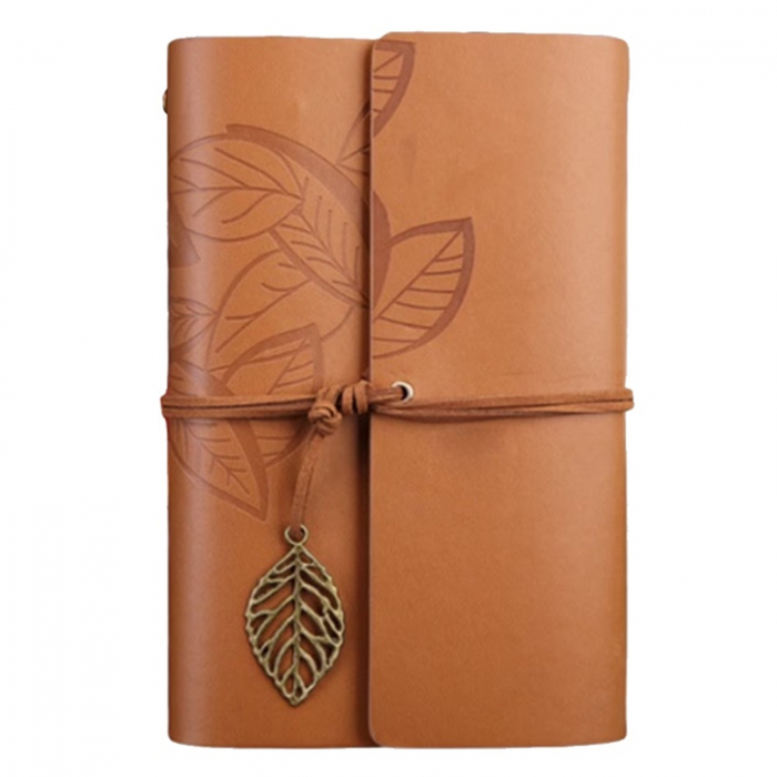 Agenda tip jurnal vintage LEAF, 13x18cm, Maro [1]