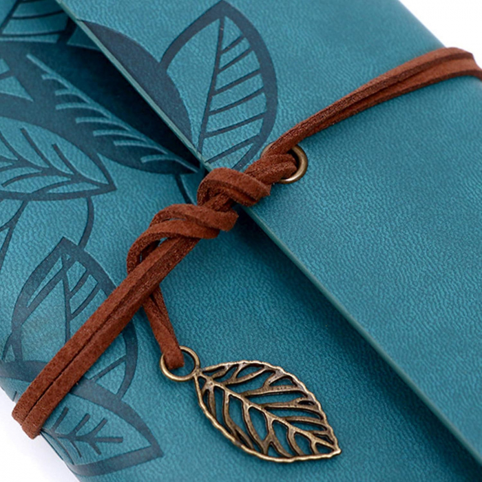 Agenda tip jurnal vintage LEAF, 16x23.5cm, Turcoaz [2]