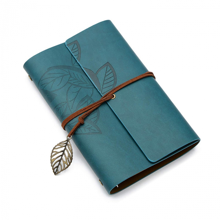 Agenda tip jurnal vintage LEAF, 16x23.5cm, Turcoaz [4]