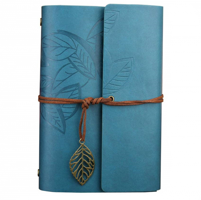 Agenda tip jurnal vintage LEAF, 13x18cm, Turcoaz [1]