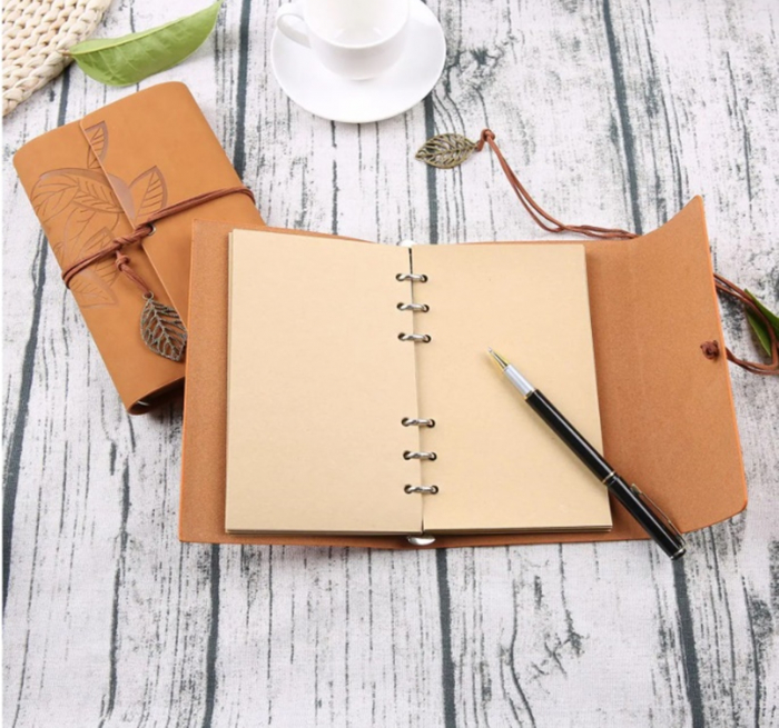 Agenda tip jurnal vintage LEAF, 13x18cm, Rosu [3]