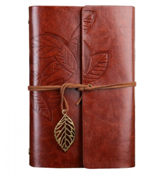 Agenda tip jurnal vintage LEAF, 13x18cm, Maro roscat [1]