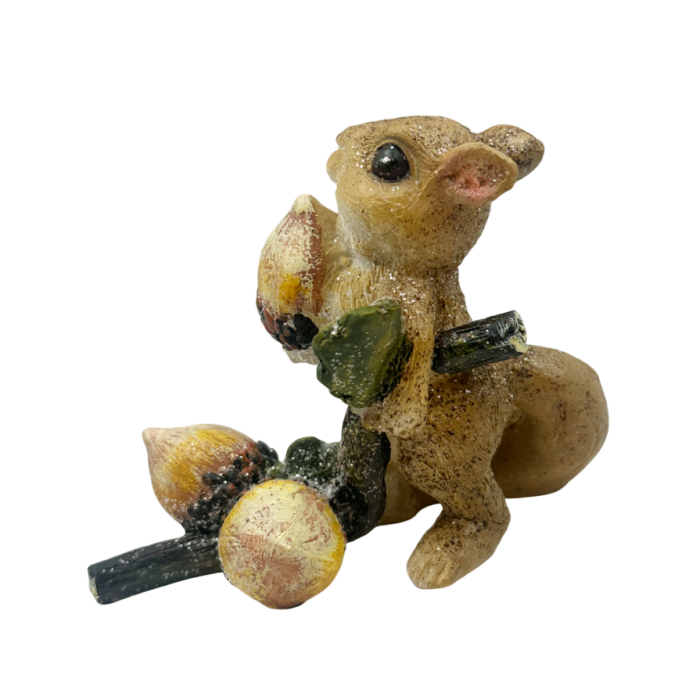 Figurină veveriță cu ghinde – decor de iarnă rustic [4]
