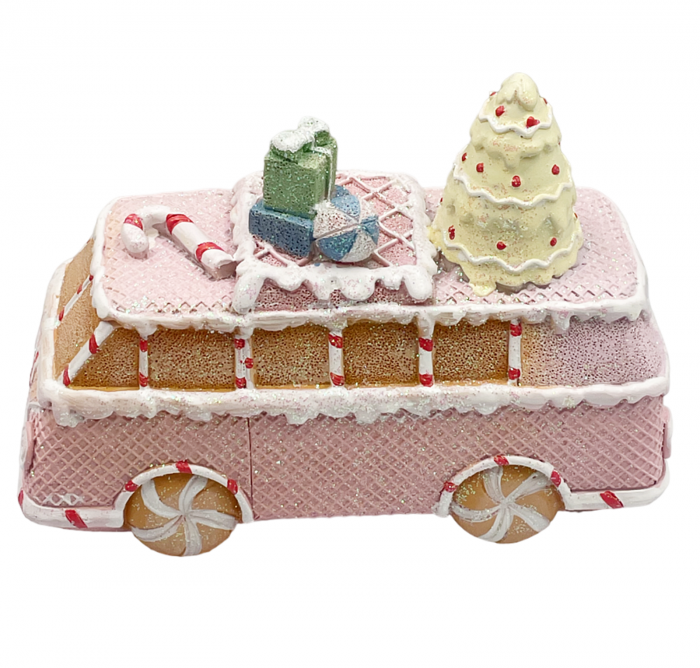 Autobuz cu lumina LED CANDYLAND, Roz, 18cm [2]