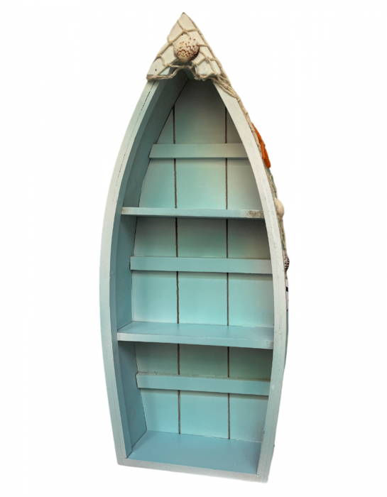 Barca lemn decorativa cu rafturi NOAH, 20x8x48cm [3]