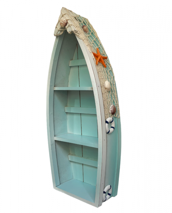Barca lemn decorativa cu rafturi NOAH, 20x8x48cm [2]