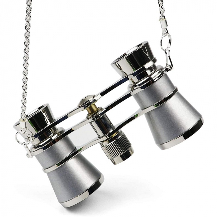 Binoclu 3x25 argintiu cu lant RETRO OPERA [2]