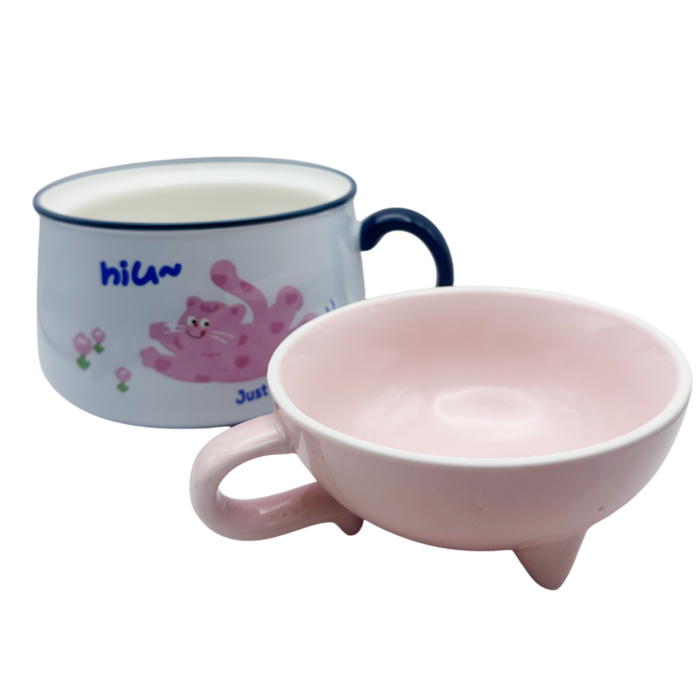 Bol ceramic albastru cu capac 2 in 1 - Design Pisica SIMBA [3]